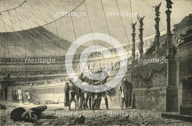 'Gladiators Saluting The Emperor Before Joining Combat', 1890.   Creator: Unknown.
