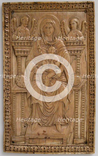 Plaque with Enthroned Virgin and Child, Carolingian, 850-875. Creator: Unknown.