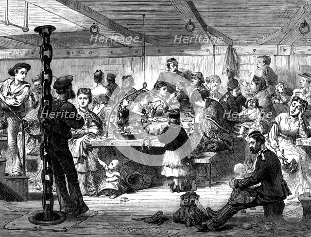 Life on board a troop-ship: dinner-time, 1873. Creator: Unknown.