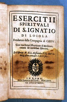 Cover of the Italian edition 'Esercitti spirituali di San Ignatio di Loyola', printed in Rome, St…