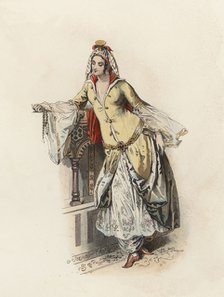 Turkish Princess, in the modern age, color engraving 1870.