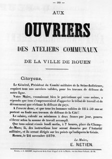 Ouvriers, from French Political posters of the Paris Commune,  May 1871. Artist: Unknown