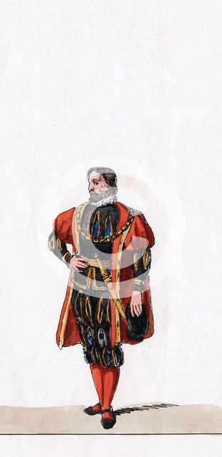 Nobleman, costume design for Shakespeare's play, Henry VIII, 19th century. Artist: Unknown
