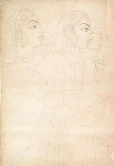 Singer and Sarinda Player, ca. 1800. Creator: Sahib Ram.