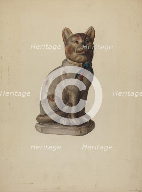 Pa. German Chalkware Cat, c. 1938. Creator: Mina Lowry.