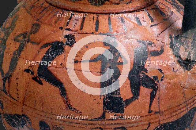 The long jump event at the ancient Olympic Games, Attic black-figured cup, 540 BC.