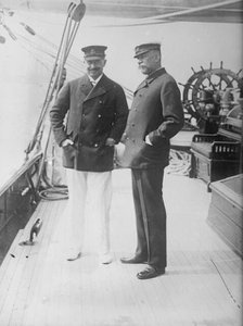 Kaiser and Prince of Monaco on boat "Meteor", 1913. Creator: Bain News Service.