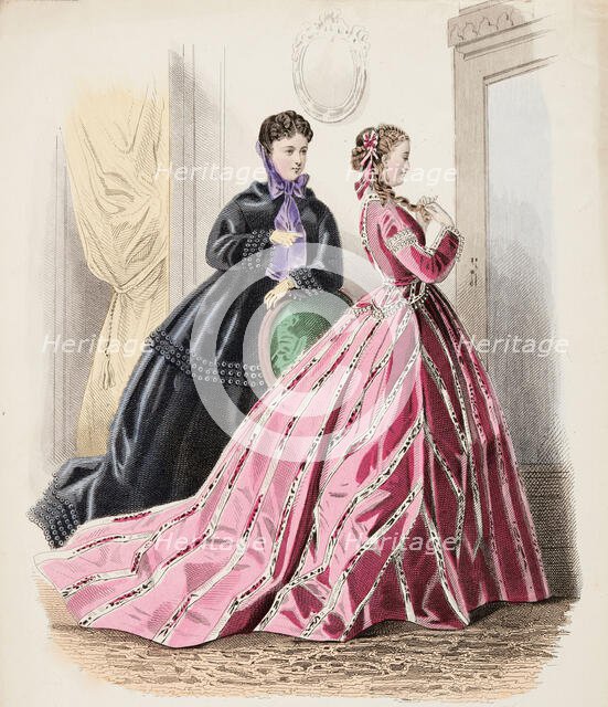 Fashion Plate - Petit Courrier des Dames 'Modes de Paris', 1865-66. Creator: Gilquin fils.