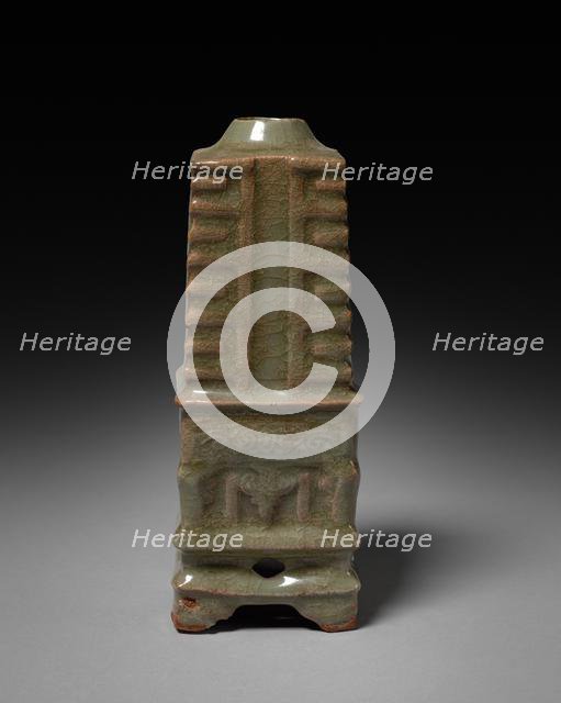 Vase in Shape of Cong: Southern Celadon Ware, 1271-1368. Creator: Unknown.