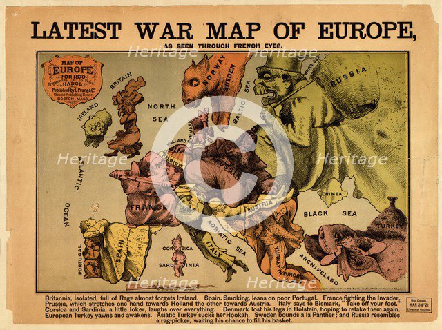 Latest war map of Europe: as seen through French eyes. Artist: Hadol, Paul (1835-1875)