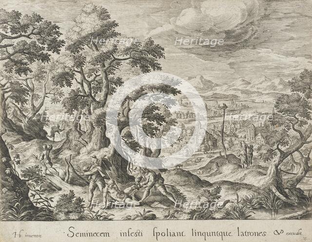 The Brigands Robbing the Traveler, c1600. Creator: Crispijn de Passe I.