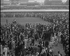 High Angle View of a Large Crowd at a Cricket Match, 1920. Creator: British Pathe Ltd.