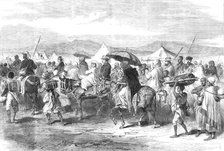 The Abyssinian Expedition: departure of the released prisoners from the head-quarters camp..., 1868. Creator: Unknown.