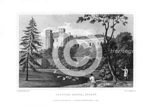 Farnham Castle, Surrey, 1830.Artist: WJ Cooke