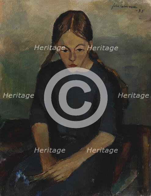 Girl with Anemones, 1935. Creator: Juho Salminen.