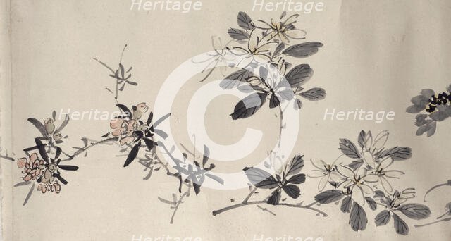 Flowering plants of the four seasons, 1842. Creator: Oda Kaisen.