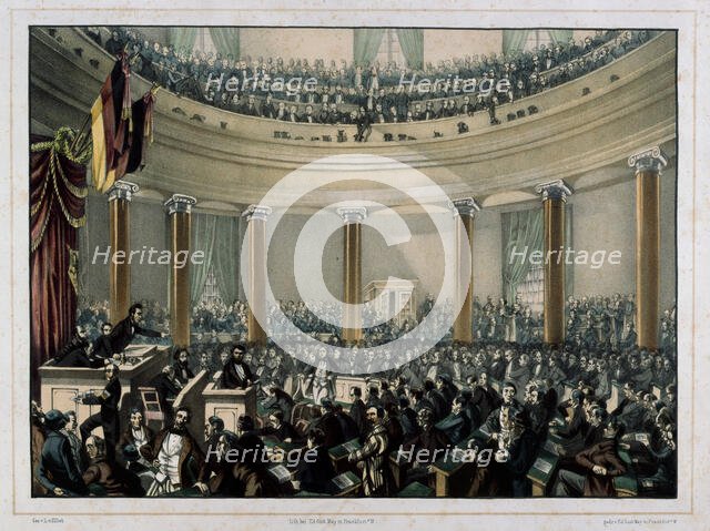 Session of the Frankfurt National Assembly in the Paulskirche at Frankfurt am Main, 1848-1849. Creator: Elliot, Leo von (1816-1890).