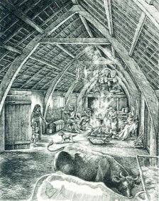 Medieval peasant house, c13th-15th century, (c1980-2010). Artist: Peter Dunn.
