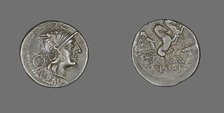 Denarius (Coin) Depicting the Goddess Roma, 128 BCE. Creator: Unknown.