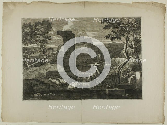 Landscape with a Shepherd and His Flock, 1668–71. Creator: Sébastien Bourdon.