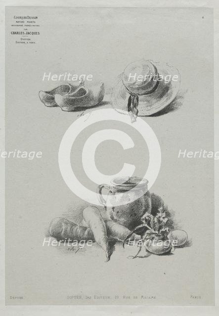 Course in Drawing: No. 4 - Still Life. Creator: Charles-Émile Jacque (French, 1813-1894).