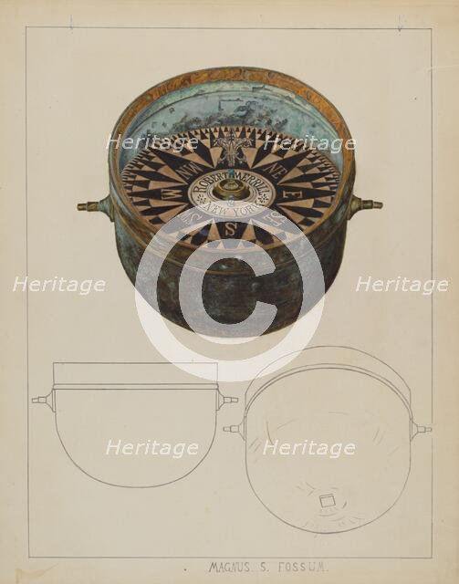 Ship's Compass, c. 1937. Creator: Magnus S. Fossum.