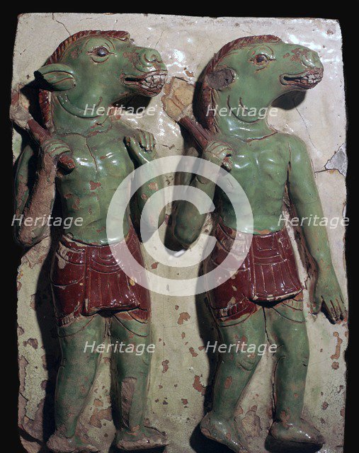 Ass-headed demons from a temple in Thailand. Artist: Unknown