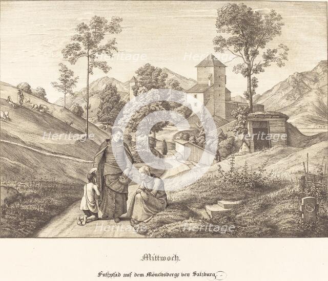 Mittwoch - Fusspfad auf dem Mönchsberge bey Salzburg (Wednesday - Footpath...), 1823. Creator: Ferdinand Olivier.