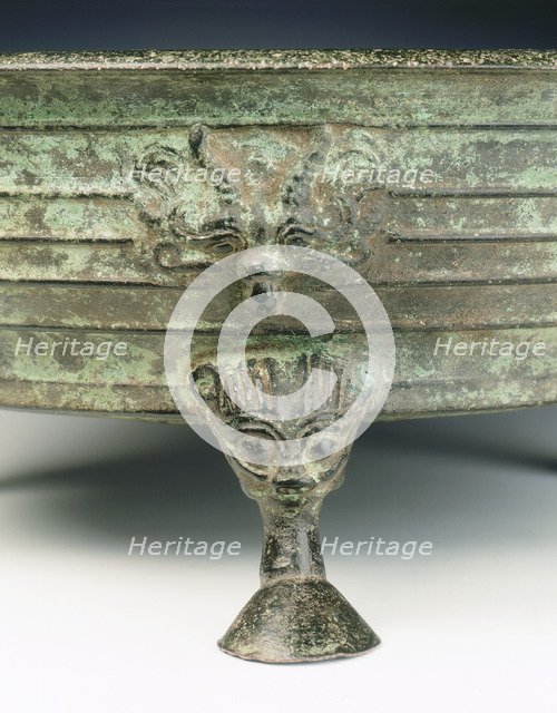 Bronze tripod basin with taotie masks, early Six Dynasties period, China, 3rd-4th century. Artist: Unknown