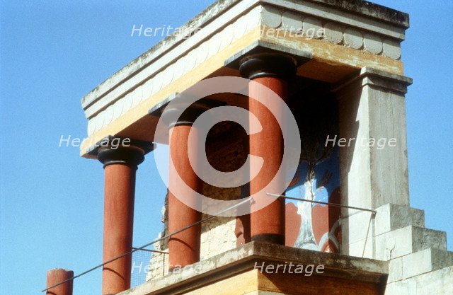 Reconstructed balustrade west front of the Palace of Knossos, Crete, c1400 BC. Artist: Unknown