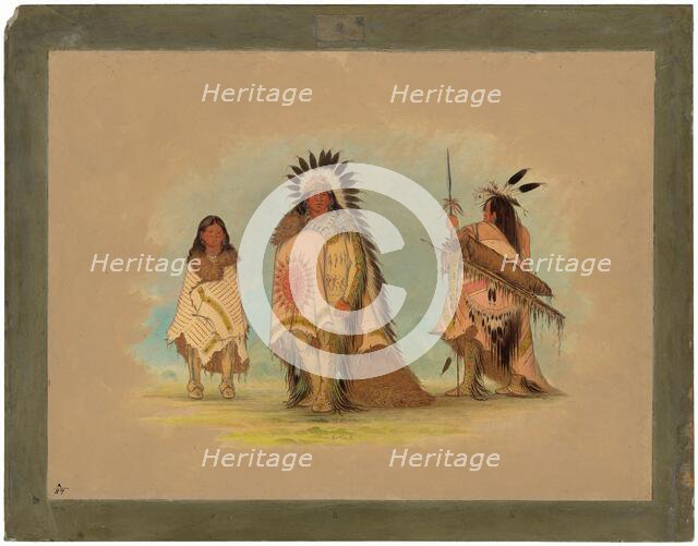 A Sioux Chief, His Daughter, and a Warrior, 1861/1869. Creator: George Catlin.