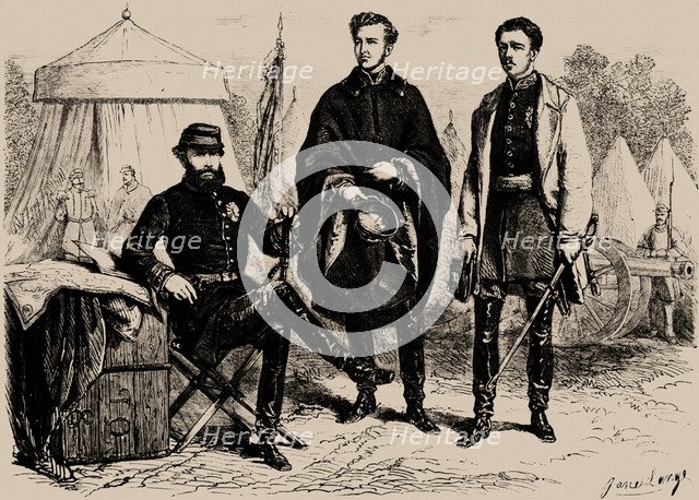 Emperor Pedro II of Brazil with his two sons-in-law, August of Saxe-Coburg and Gotha and Gaston of O