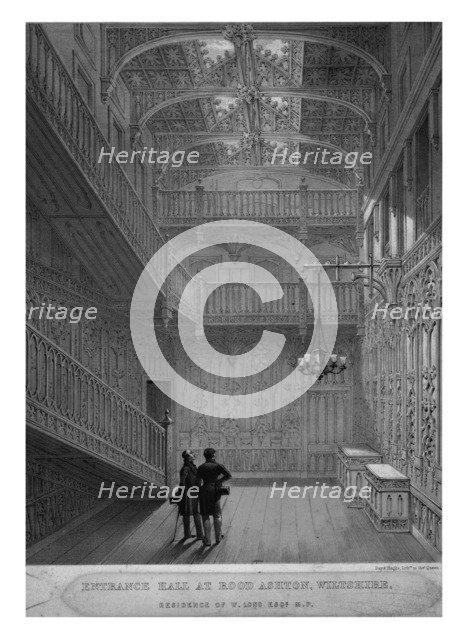 'Entrance Hall at Rood Ashton, Wiltshire', mid 19th century. Artist: Day & Haghe.