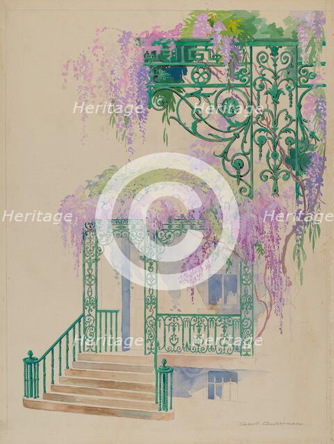 Cast Iron Porch Railing, c. 1936. Creator: Gilbert Sackerman.
