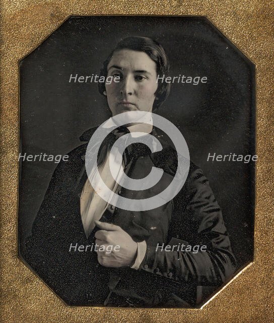 Young Man Holding Jacket Lapel, 1840s. Creator: Unknown.