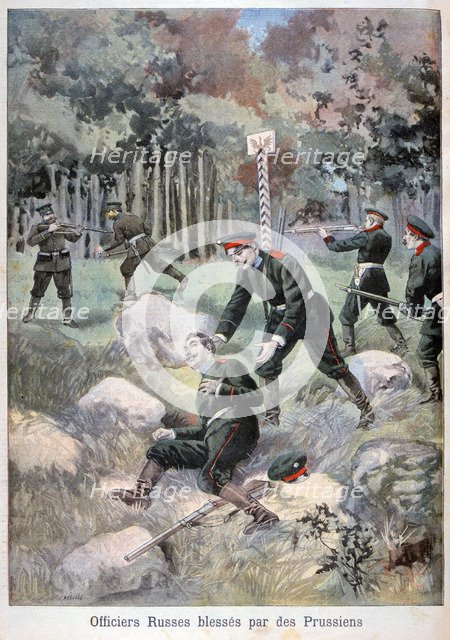 Russian officer wounded by the Prussians, Russian border, 1898. Creator: F Meaulle.