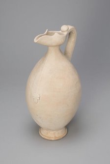 Ovoid Ewer with Flaring, Beak-Shaped Spout, Floral Medallion, and Zipper..., Tang dynasty, 8th cent. Creator: Unknown.
