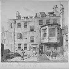 Houses in the northern section of Bell Yard, Chancery Lane, City of London, 1818.                    Artist: Robert Blemmell Schnebbelie