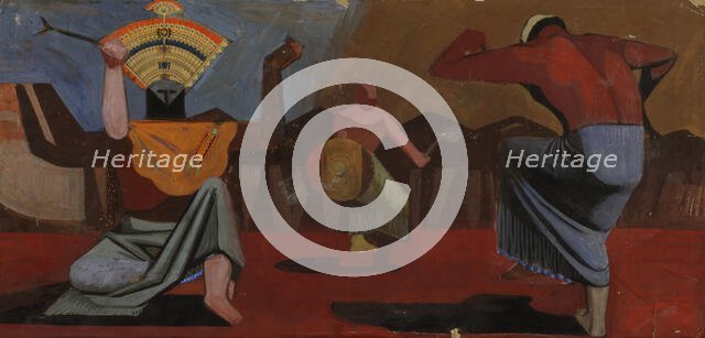 Sketch for Indian Dancers, ca. 1933-1943. Creator: Unknown.