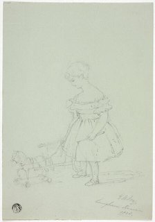 Girl with Toy Horse at Langham House, 1838. Creator: Elizabeth Murray.