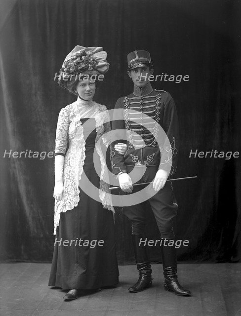 Lieutenant Frick and his lady, Landskrona, Sweden, 1910. Artist: Unknown