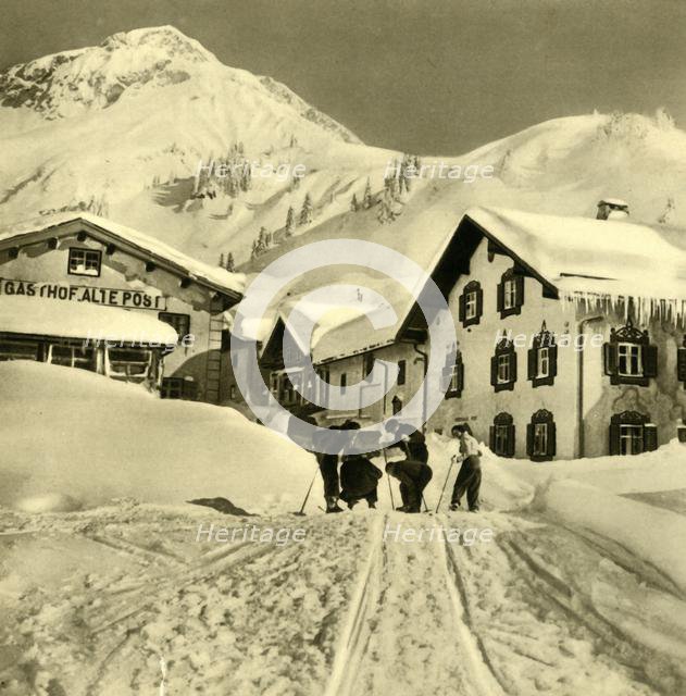 Skiers at Stuben am Arlberg, Vorarlberg, Austria, c1935. Creator: Unknown.