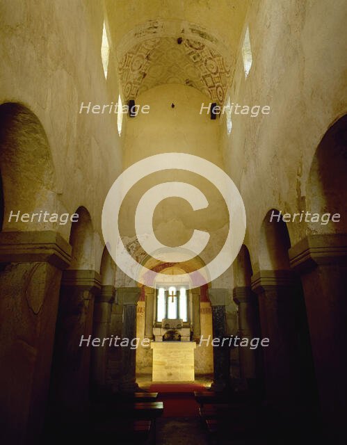 Interior, Church of the Holy Saviour of Valdedios, Asturias, Spain, 9th century, (2002).  Creator: LTL.
