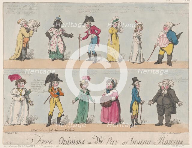 Free Opinions on The Pay of Young Roscius, February 26, 1805., February 26, 1805. Creator: Thomas Rowlandson.