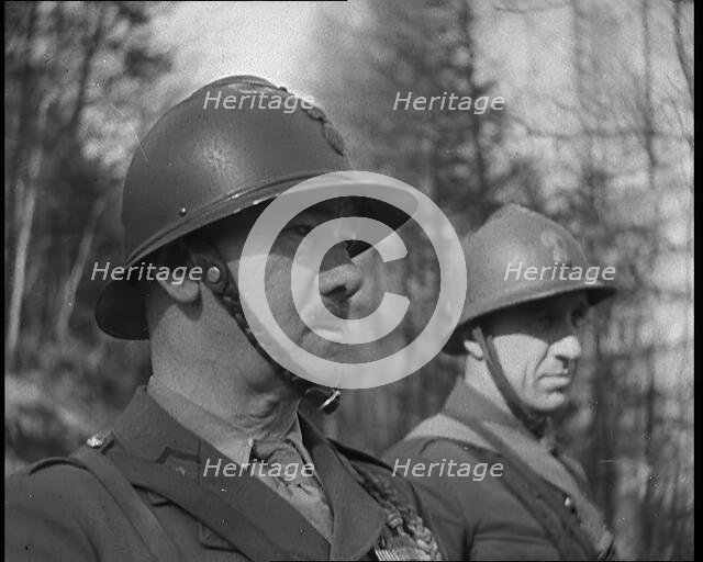 French Soldiers on a Hill Looking Out Over the Maginot Line, 1940. Creator: British Pathe Ltd.