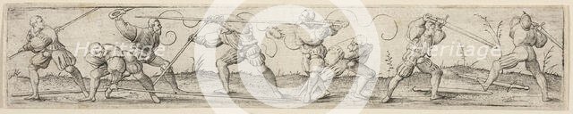 Eight Soldiers Engaged in Fencing Exercises, c. 1541. Creator: Virgil Solis.