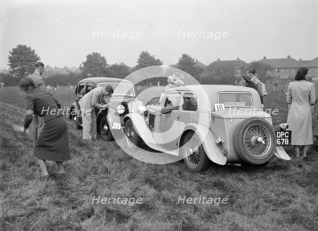 Standard SS II and Standard Flying Twelve at the Standard Car Owners Club Gymkhana, 8 May 1938. Artist: Bill Brunell.