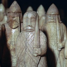 'Beserks Biting their Shields' - The Lewis Chessmen, (Norwegian?), c1150-c1200. Artist: Unknown