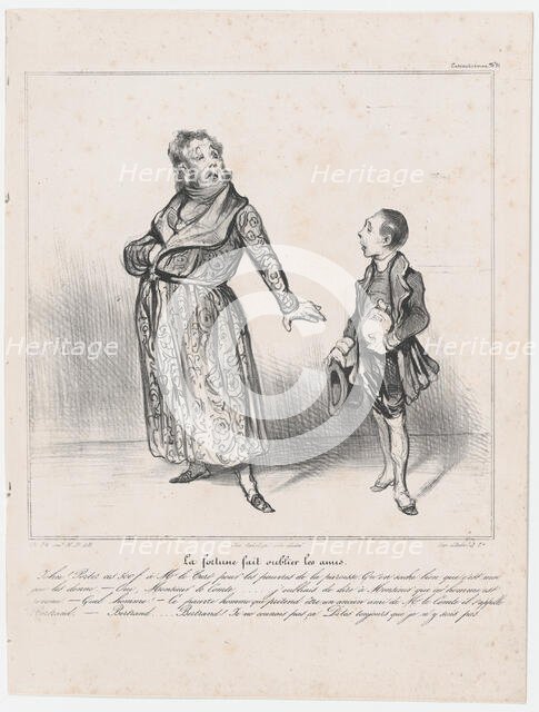 Plate 31: La fortune fait oublier les amis, 1838.  Creator: Honore Daumier.