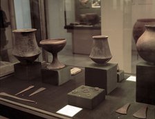 Grave goods of the archaeological site of El Argar (Almeria): well-crafted ceramic pieces, black …